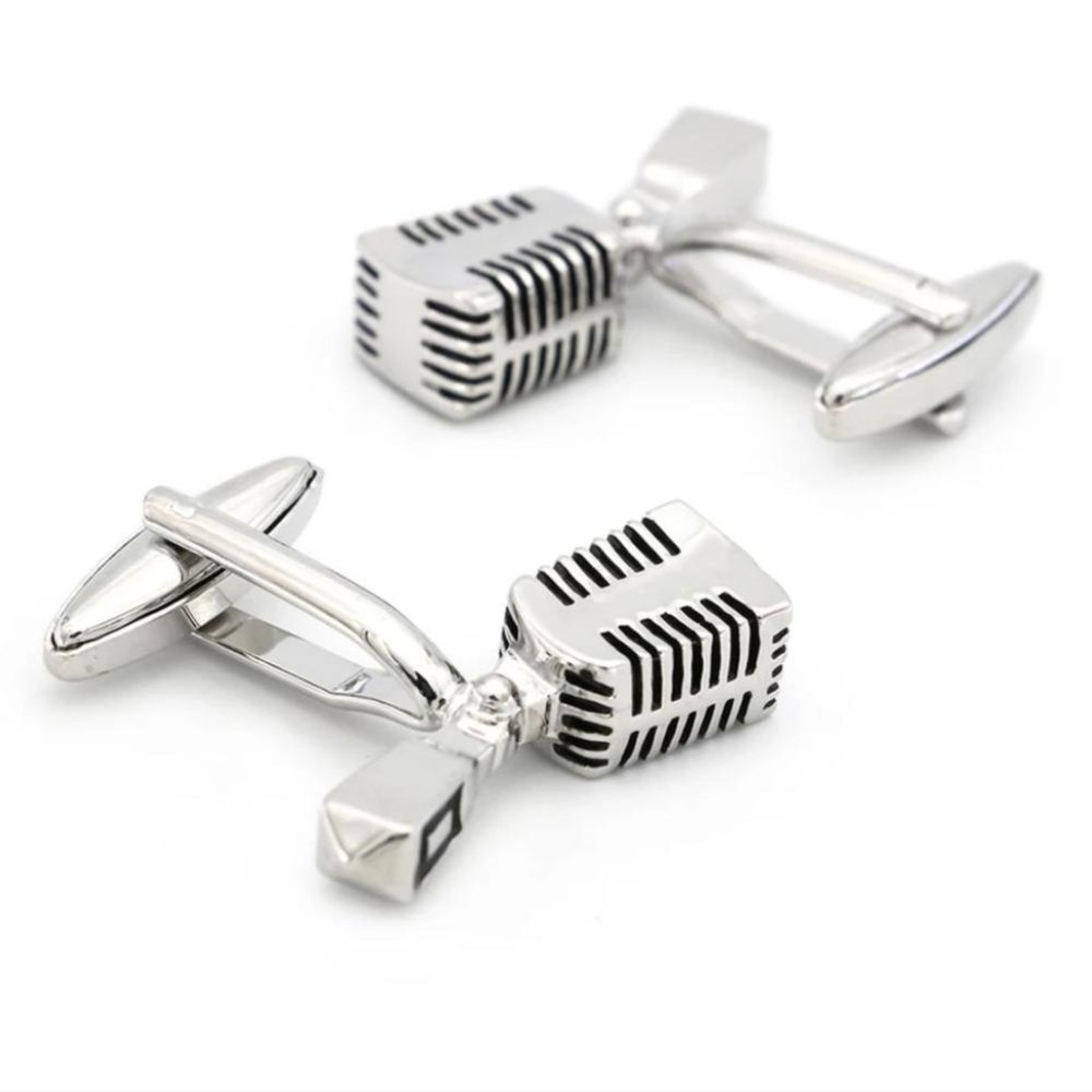 Timeless Microphone Stainless Steel Cuff Links - Picture 2 of 5